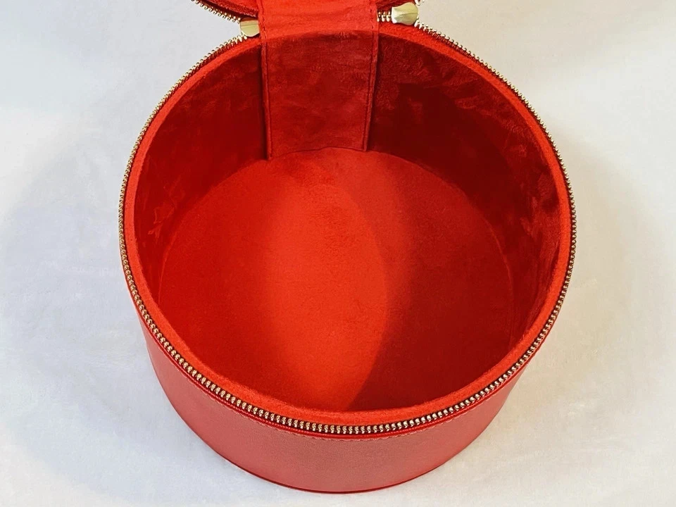 Estuche de tren redondo Bobbi marrón rojo con espejo portamaquillaje nuevo sin etiquetas Foto 2 de 4