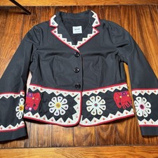 Vtg Moschino Black Elephant Floral Beaded Blazer Medallion 12 Cheap Chic