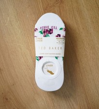 Ted Baker 8 Pack Womens White Floral Liner Socks Trainer Socks One Size RRP £25