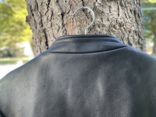 Natal Vintage Leather Cafe Race Biker Moto Jacket Motorcycle Black Punk 38 Small - Picture 6 of 16