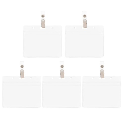 5 Sets Badge Holder Student Clear Card Cases Name Cards Cover Work Protector