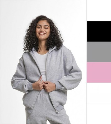 Build Your Brand Ladies Loose Fit Zip Hoody BY445 Damen Sweatjacke NEU