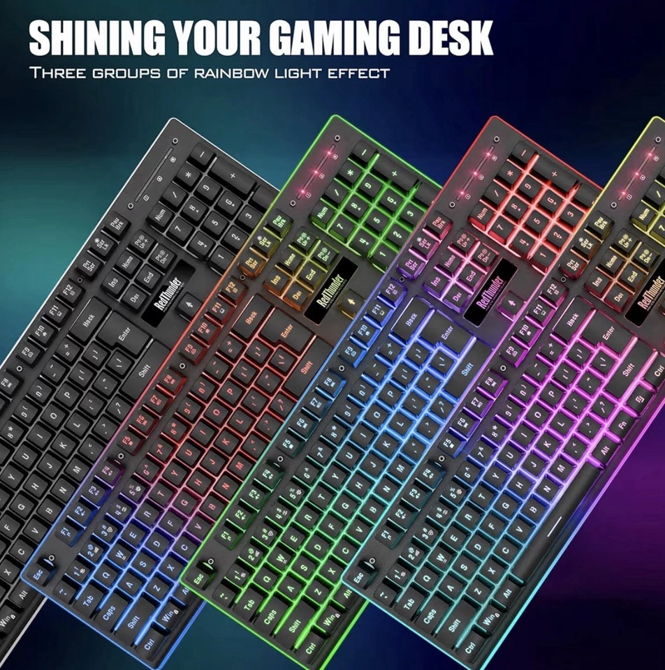 Black RedThunder K10 Wireless Gaming Keyboard & Mouse Combo (LED Backlit) - Image 4 of 4