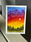 ACEO #109 Watercolor  Tree Landscapr Sky , Hand Painted. Art Trading Card — photo 1