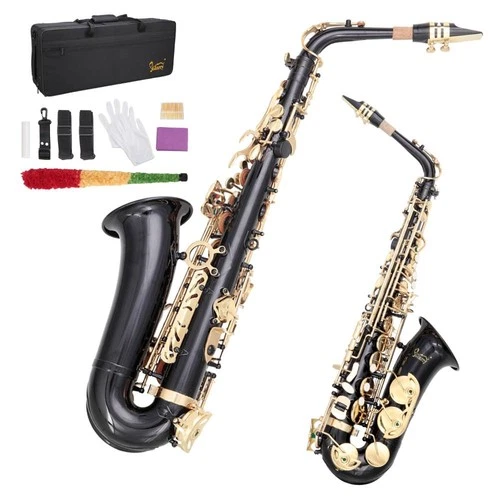 Glarry Alto Saxophone Alto SAX Eb Cloesd Hole Brass With Case 10 Reeds Strap
