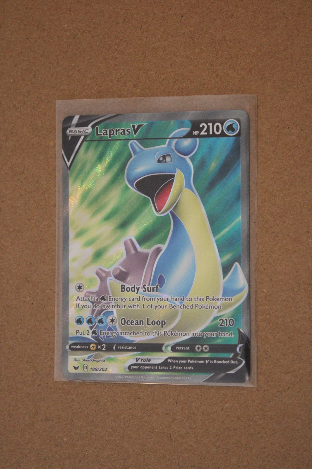 Pokemon TCG Lapras V (Full Art) 189/202 Swsh01: Sword & Shield Holo Near Mint
