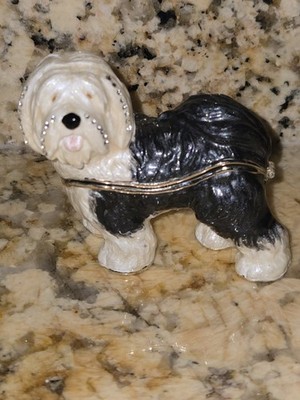 Kingspoint Sheep Dog Trinket Box Enamel Metal