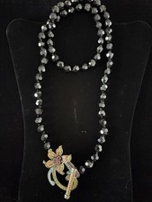 Heidi Daus Beaded Necklace Black Faceted Crys...
