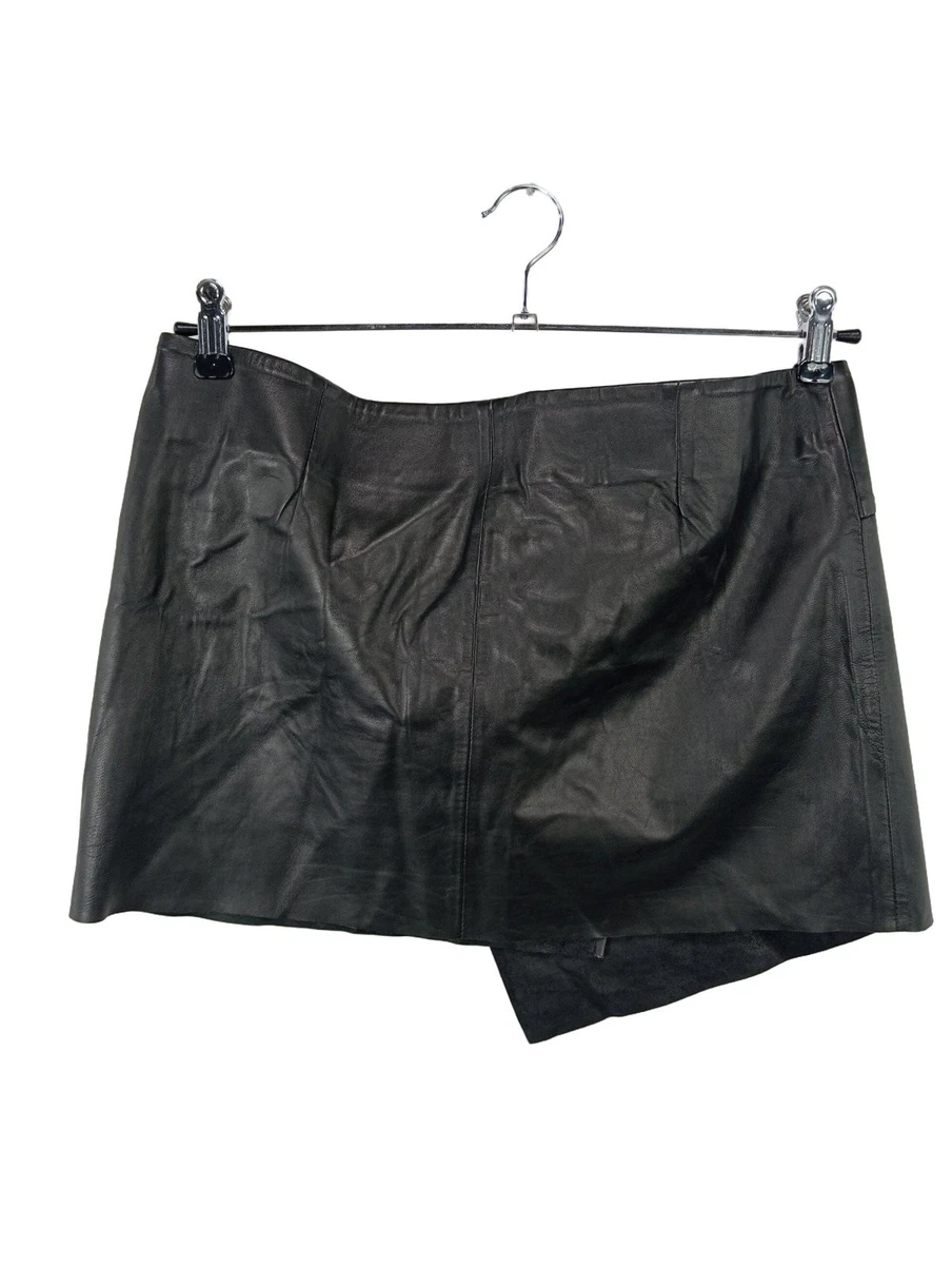 ba&sh Wickelrock Damen Gr. 40 Schwarz Leder Minirock