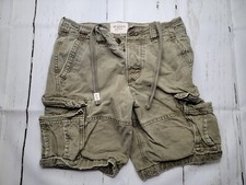 Abercrombie Fitch Cargo Shorts Mens 31 Green Distressed Drawstring Heavy