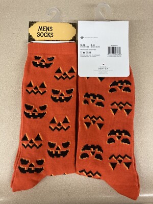 Halloween Pumpkin Faces Novelty Socks Size 6-12 Men s Crew New Tags AR194