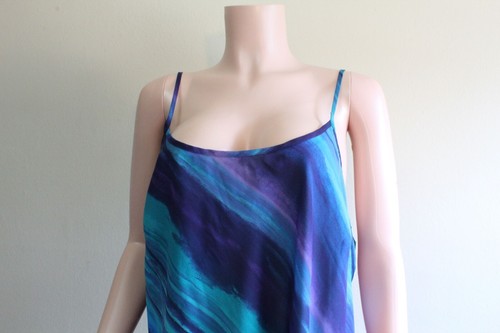 Venezia Midi Dress 22 24 Plus Blue Purple Tie Dye Polyester Sleeveless Straps - Bild 5 von 10