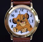 Vtg TIMEX DISNEY SIMBA Watch The Lion King 90's Gold Tone Leather NEW BATTERY
