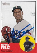 NEFTALI FELIZ SIGNED AUTO'D 2012 TOPPS HERITAGE CARD 423 MILWAUKEE BREWERS