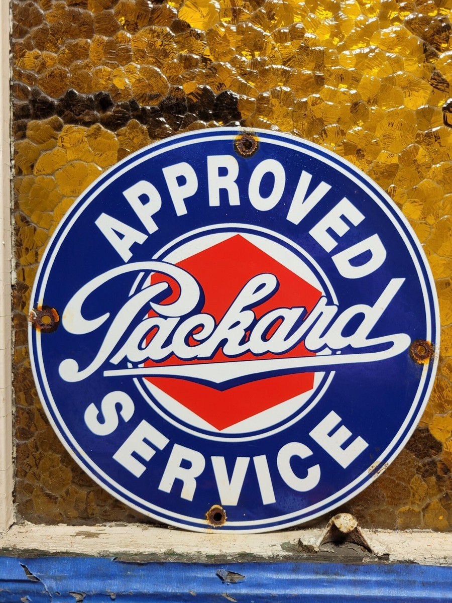 VINTAGE PACKARD PORCELAIN SIGN OLD AUTOMOBILE CAR DEALER SALES