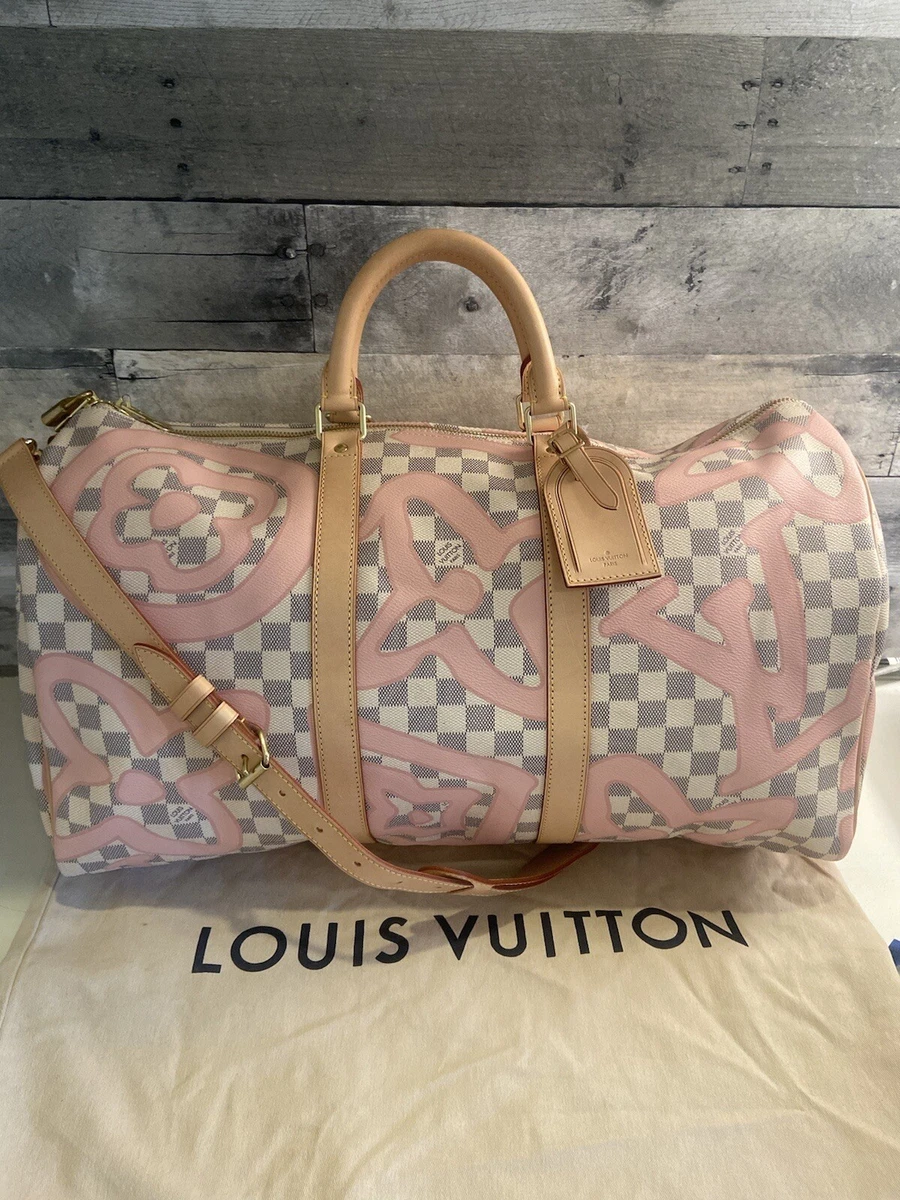 Pre-owned Louis Vuitton Keepall Light Up Leather Travel Bag In Pink