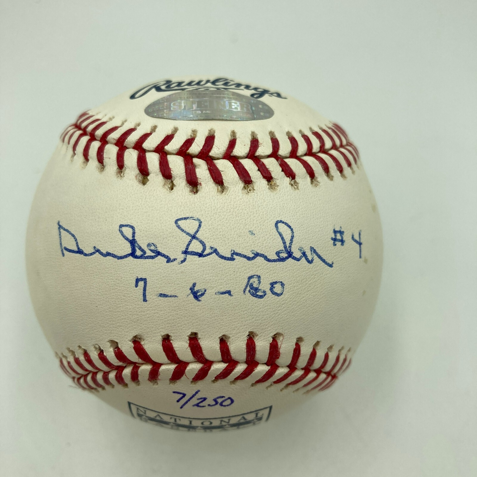 Duke Snider #4 Retirement 7-6-1980 Signed Baseball Steiner Hologram 