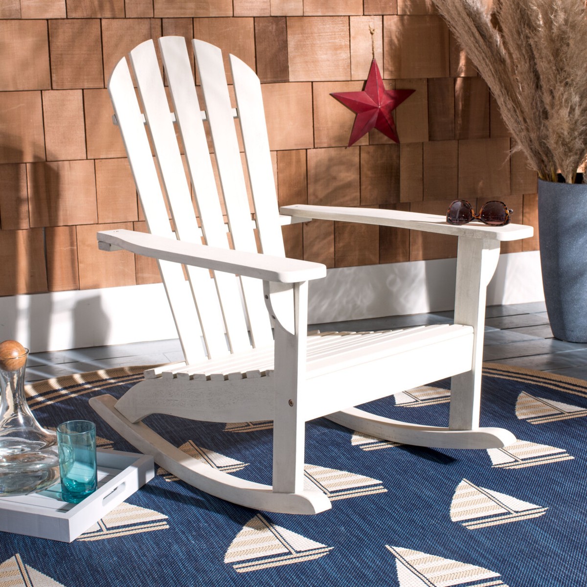 SAFAVIEH Outdoor Collection Brizio Adirondack Rocking Chair