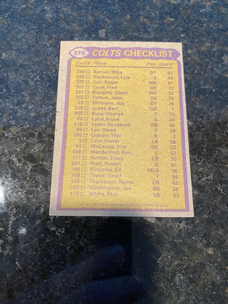 1979 TOPPS FOOTBALL COLTS TEAM SET!! COMPLETE 24 CARDS!! | eBay