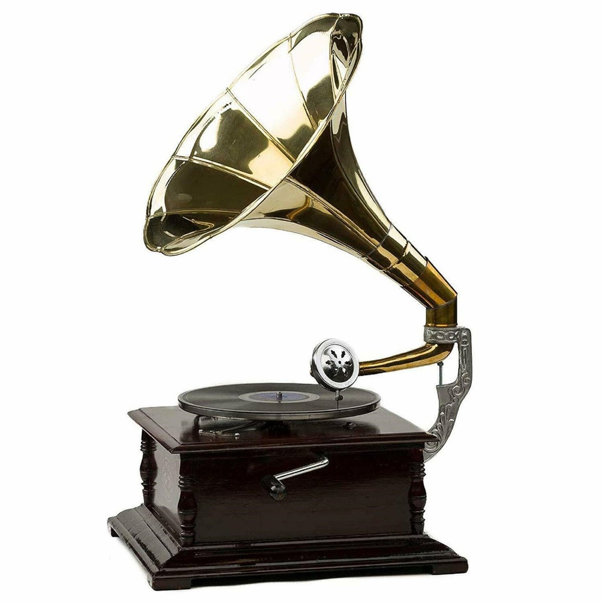 Nachbau Grammophon Player 78 Rpm Hex Achteck Phonograph Messing Horn