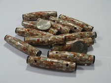 20 Pieces 14mm x 63mm Red Abalone Inlaid Shell Beads Wholesale Bulk IO-1   