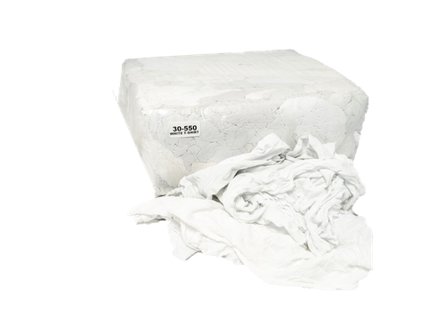 Pallet of 25 lb. Compressed Bag of White T-shirt Rags (40 bags - 1,000 ...