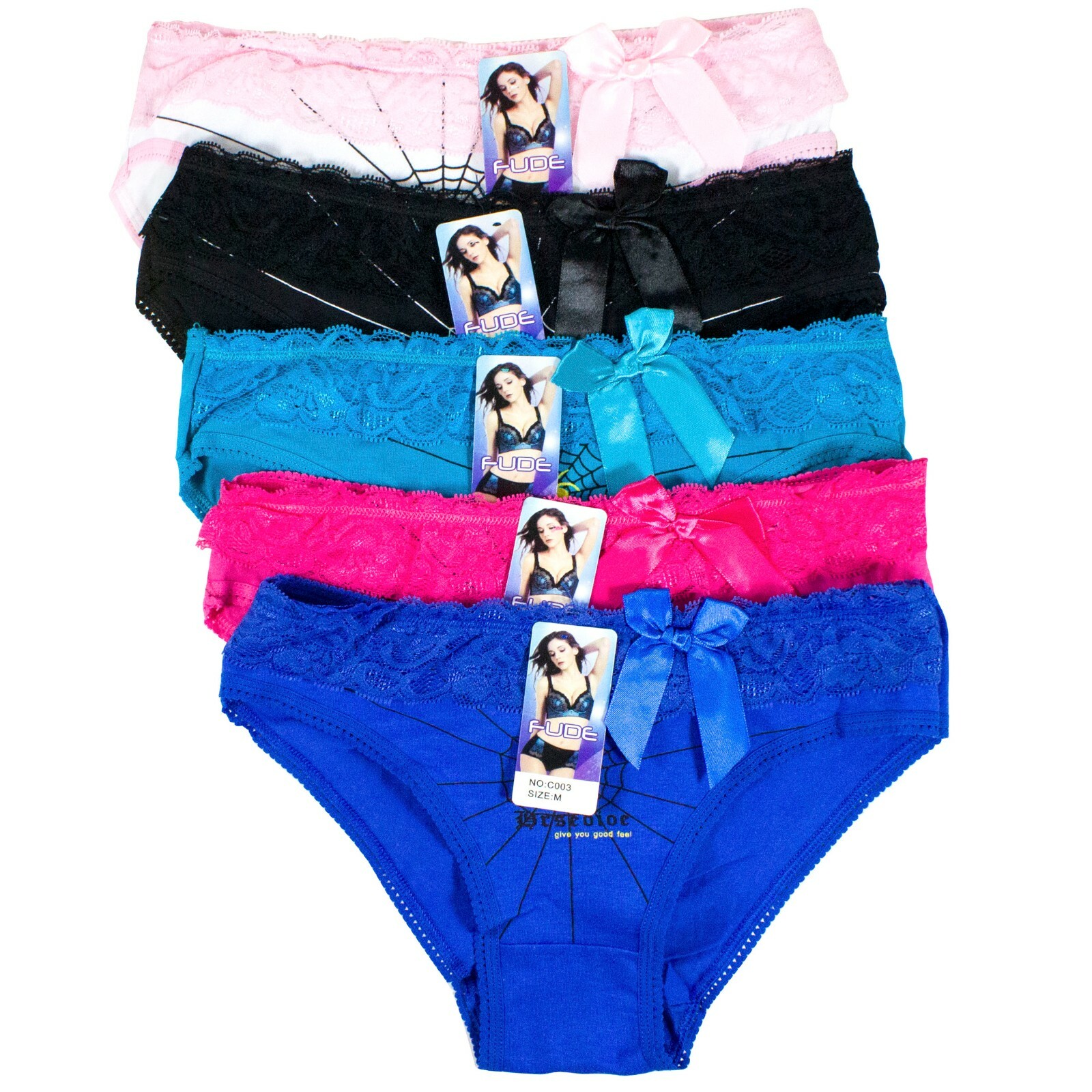 5 PC Womens Lace Bikini Hipster Boyshort Thong Seamless Brief Panties