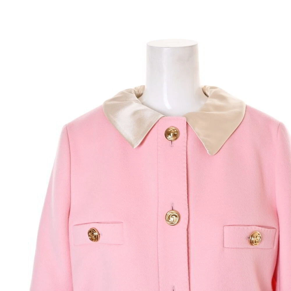 Cappotto GUCCI lana rosa con nastro taglia 38 fodera rayon mod:544857 ZHW03