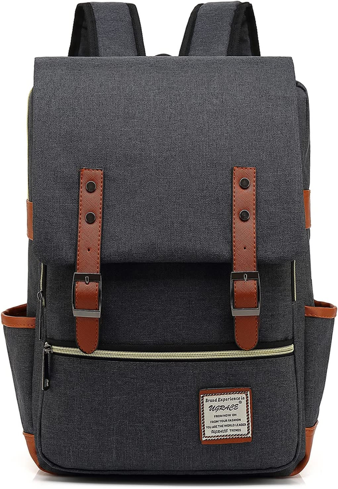 NEW Slim Business Laptop Backpack Casual Daypack Charcoal Black eBay