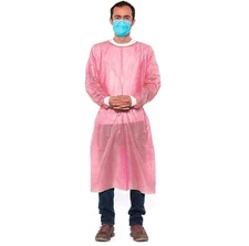 50 Pink 30g Disposable Isolation Gowns for Medical Lab Hospital, Knitt Cuff