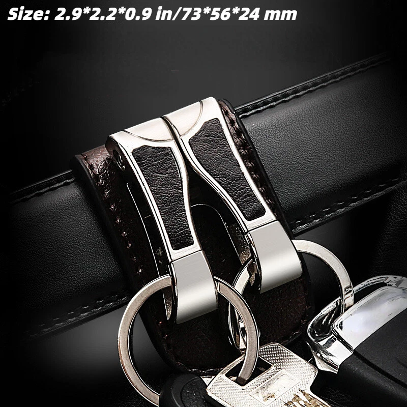 Ceinture Cuir Véritable Boucle Pince Porte-Clés Voiture Porte Clé Double  Bague 2