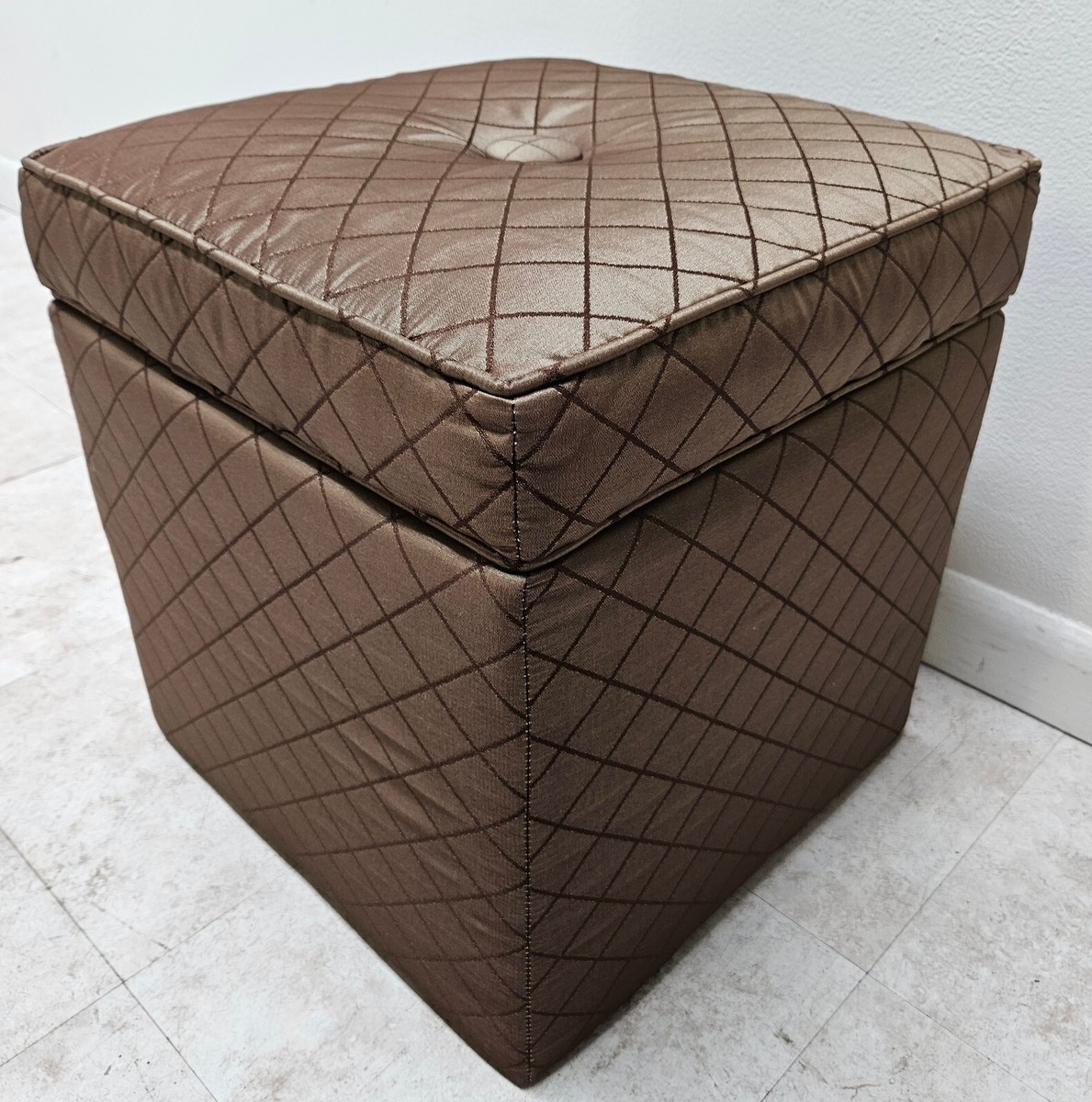 Ethan Allen Cube Footstool Ottoman Hassock Storage Trunk Custom Fabric A