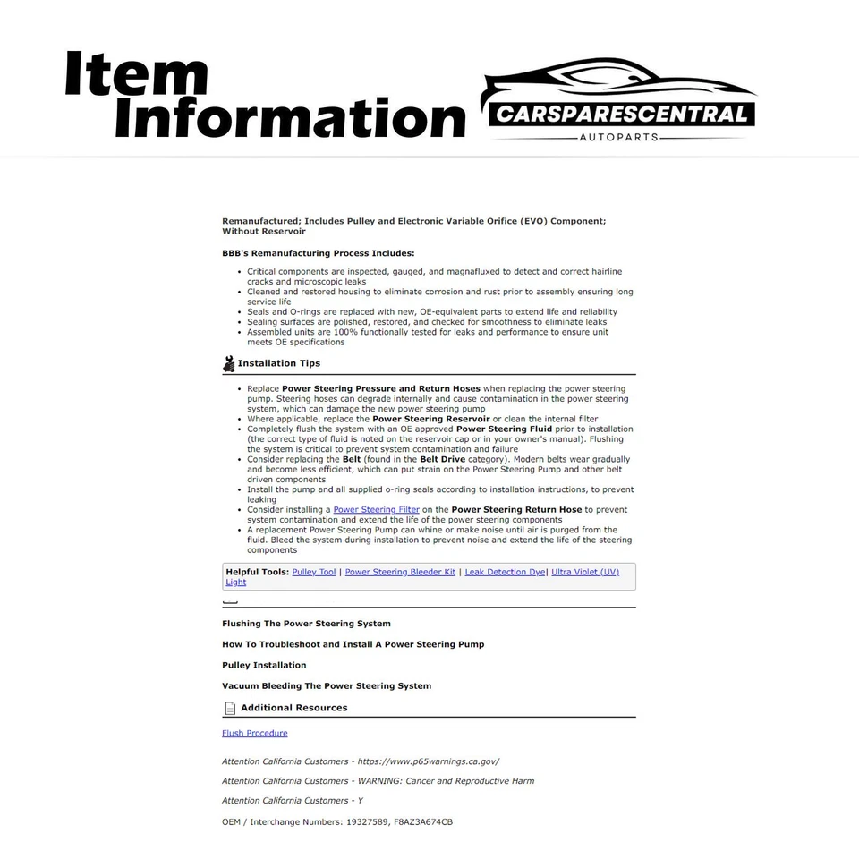 Bomba de dirección asistida remanufacturada para Lincoln Navigator 1998-2002 Foto 3 de 4