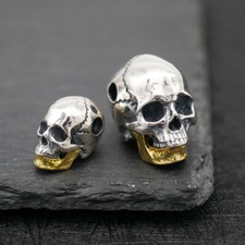 925 Sterling Silver Skull Skeleton Biker Spacer Bead Charm Pendant Jewelry A2195