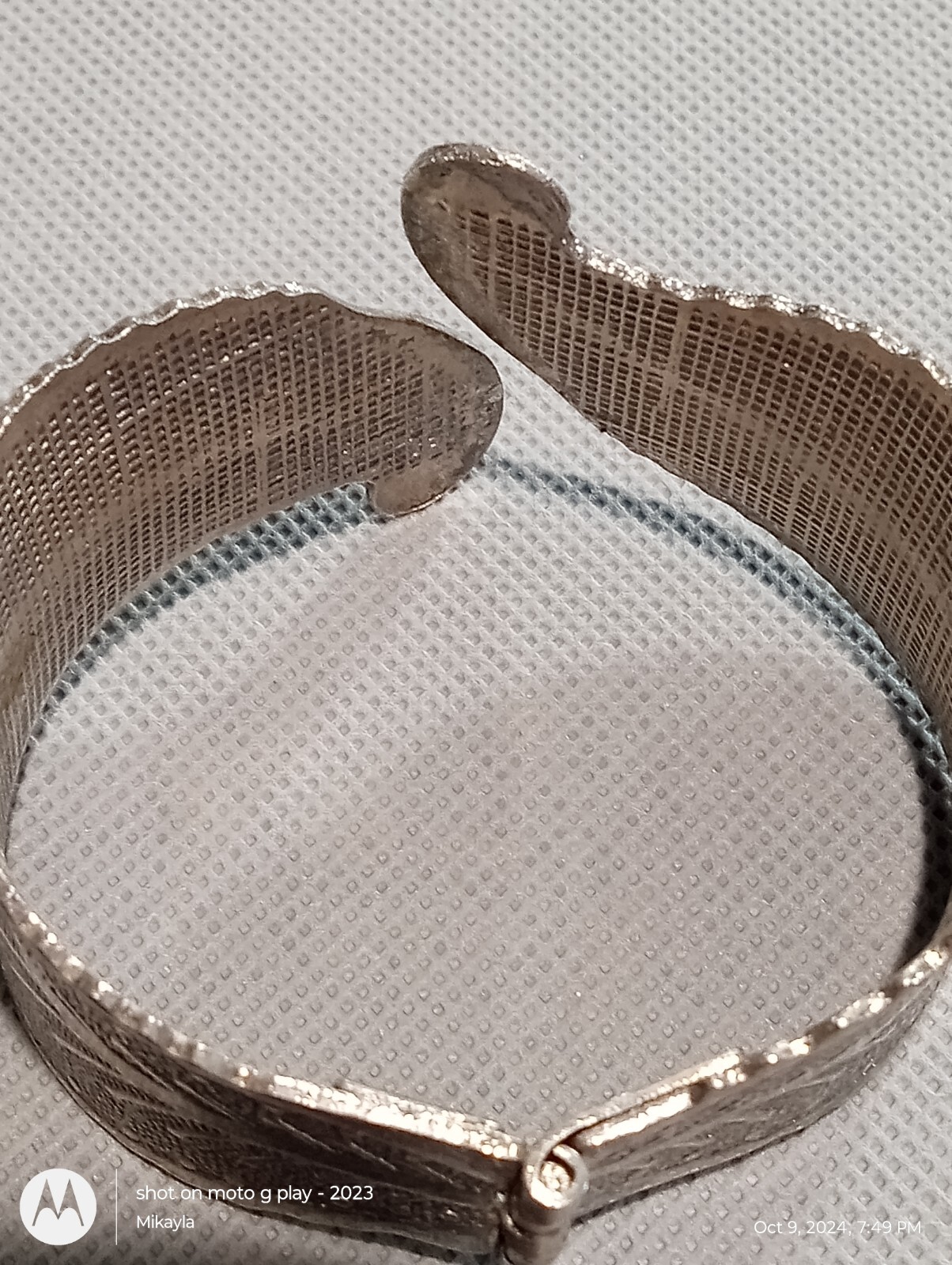 Silver Leaf Cuff Bracelet Hinged - image 6