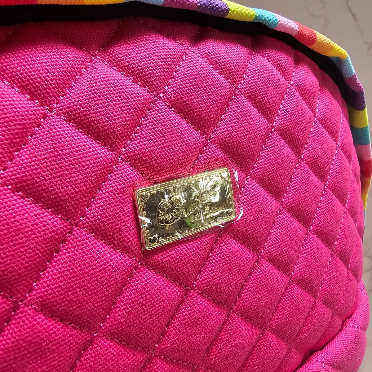 Luv Betsey Johnson Large Quilted Backpack Fuchsia Pink w 