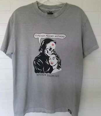 Broken Promises ''Forever Means Nothing'' Graphic T-Shirt Size Medium Gray