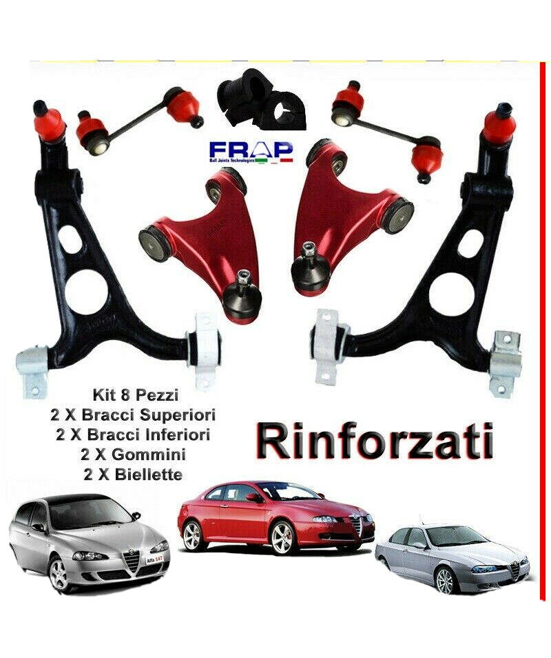 Kit Bracci Sospensione Anteriori Rinforzati Per Alfa Romeo 147, 156, GT - 8 Pezzi Completo - Foto 11