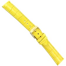 18mm deBeer Baby Crocodile Grain Yellow Padded Stitched Watch Band Strap