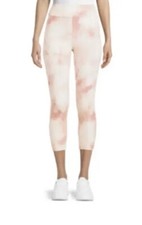 Time  Tru Womens Pink  Cream High Rise Knit Capri Leggings Small 4-6 