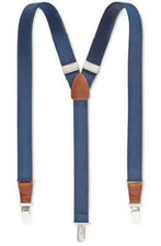  70 Club Room Men'S Blue Skinny Stretch Elastic Solid Braces Clip End Suspenders