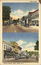 Silver Creek New York NY Central Avenue Split View Linen Vintage Postcard