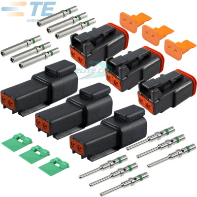 Deutsch Black 2-Pin SOLID Contact 14-16 18 AWG  Connector Set Sealed 3 Match Set