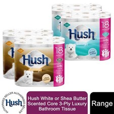 Hush White or Shea Butter Scented Core 3-Ply Luxury Bathroom Tissue, 36 Rolls