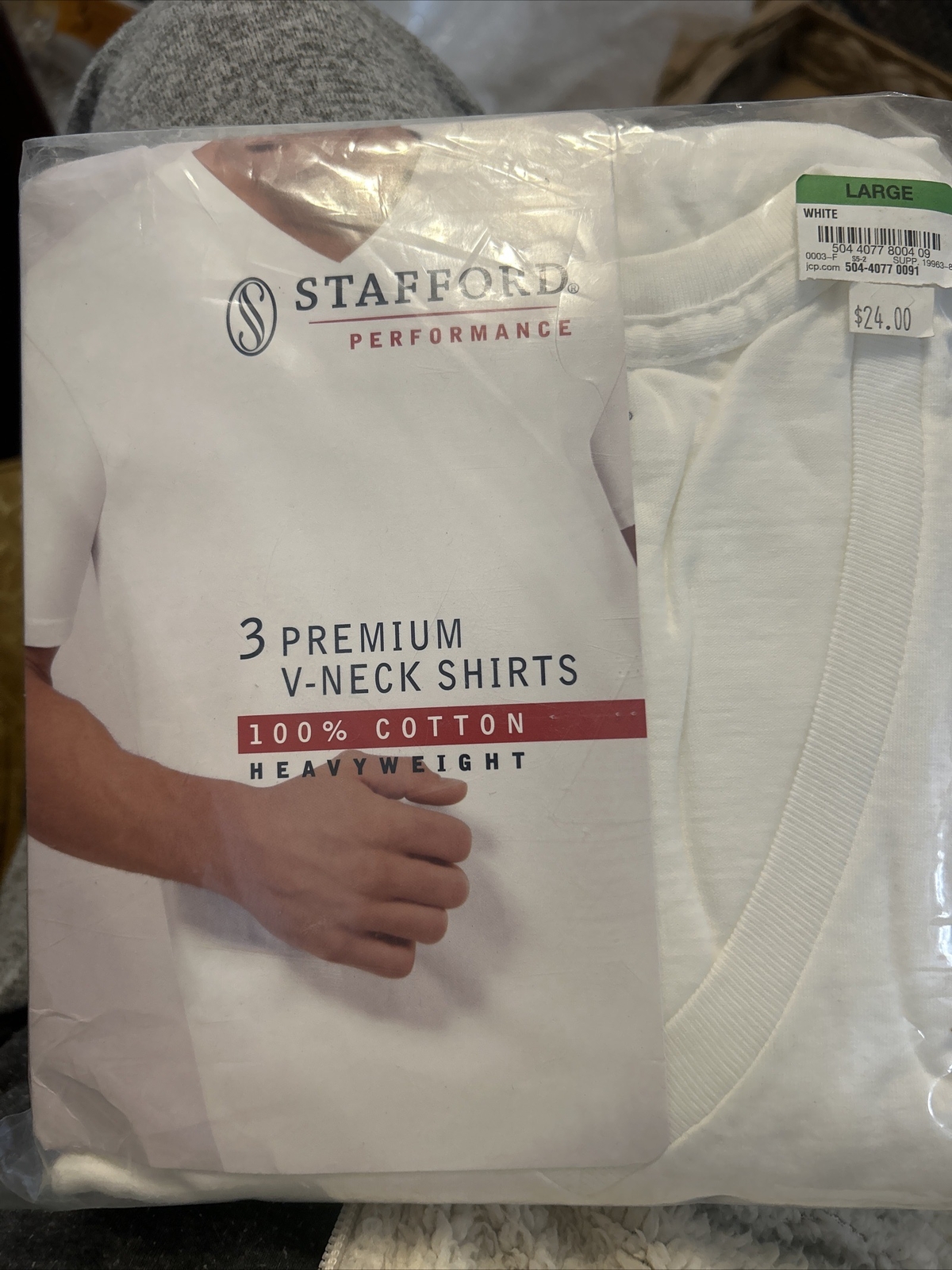 NIB Stafford Performance 3 VNeck 100 Cotton Men’s Undershirts 24 New