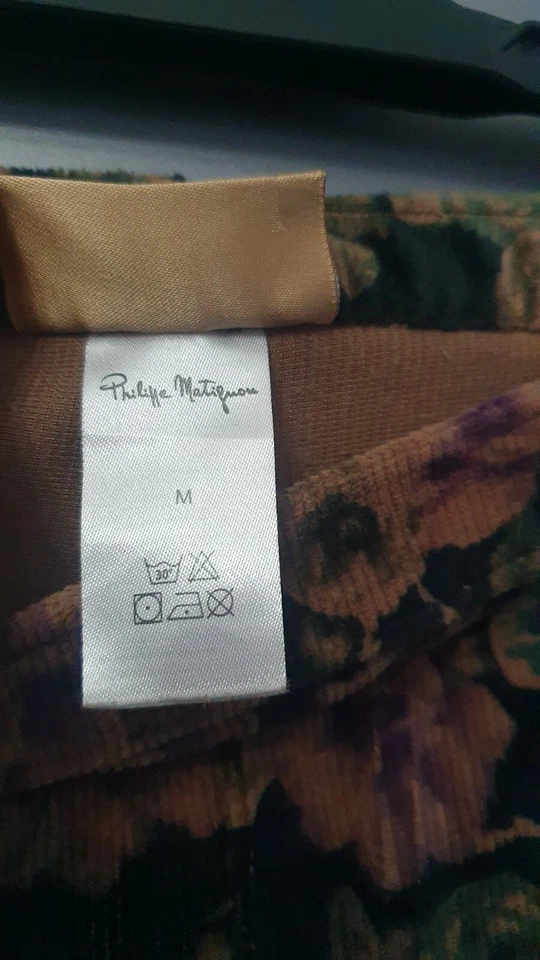 Philippe Matignon Womens Floral Ribbed Velour Leggings Size M Stretchy Pants Y2K - Image 4 of 4