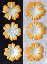 20 Orange Handmade Mulberry Paper Flowers petals squash Embellishments flower 1"