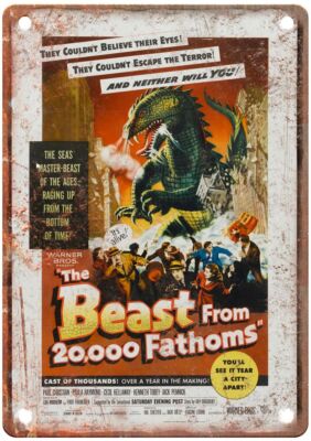 Beast From 20000 Fathoms Vintage Movie Poster Old Retro Look Metal Sign MP336
