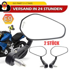 2x Motorrad Lenkerendenspiegel Lenker Spiegel E-Gepr&uuml;ft 7/8 Aluminium Schwarz