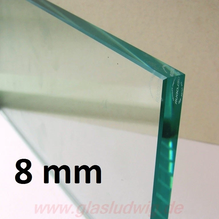 GLASLUDWIG xGLASPLATTE 8 mm ESG Sicherheitsglas poliert Wunsch-Maß (138,45 €/m²)